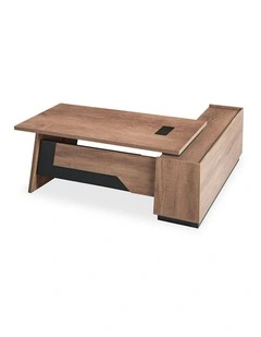 SUTTON Executive Desk with Left Return 180-200cm - Warm Oak & Black