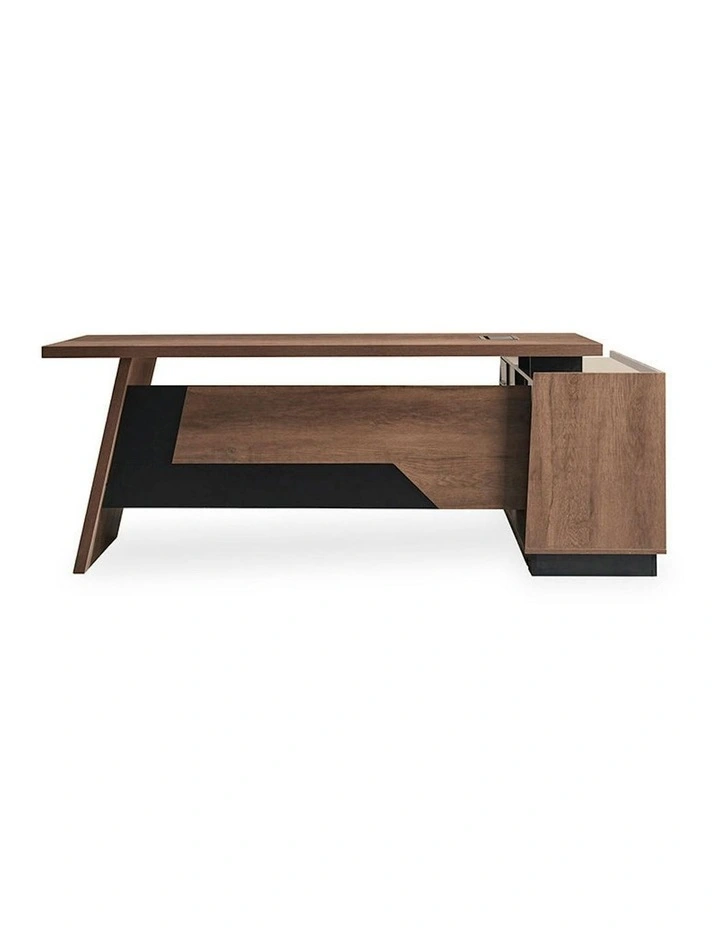 SUTTON Executive Desk with Left Return 180-200cm - Warm Oak & Black image 4