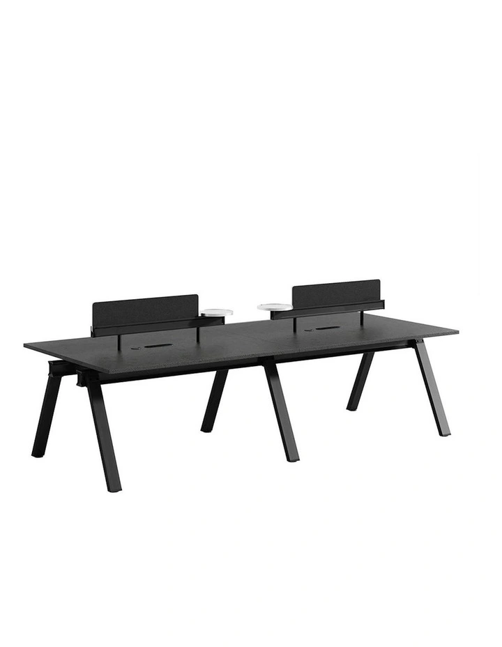DOLAN 4 Seater Workstation 2.8m - Black Concrete image 1