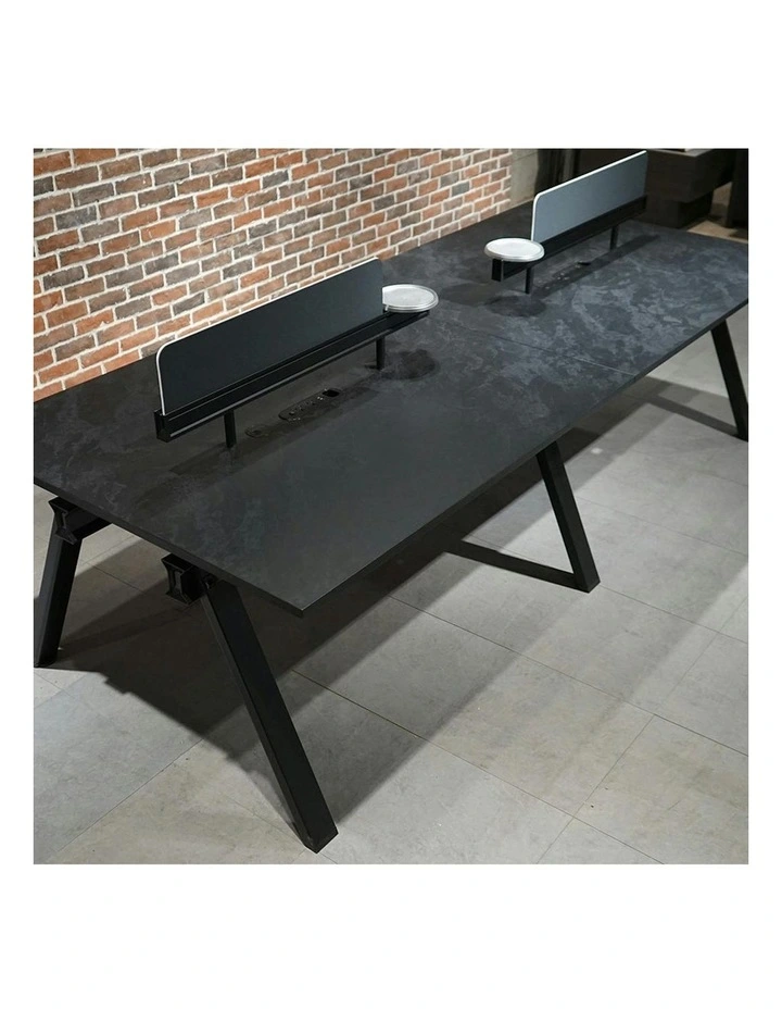 DOLAN 4 Seater Workstation 2.8m - Black Concrete image 2