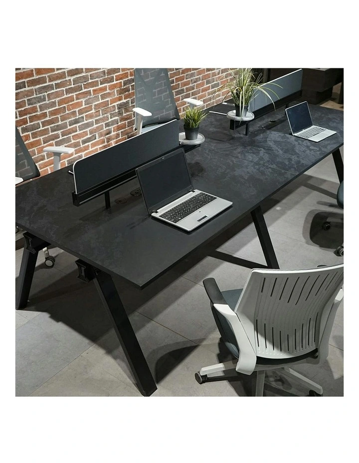 DOLAN 4 Seater Workstation 2.8m - Black Concrete image 5