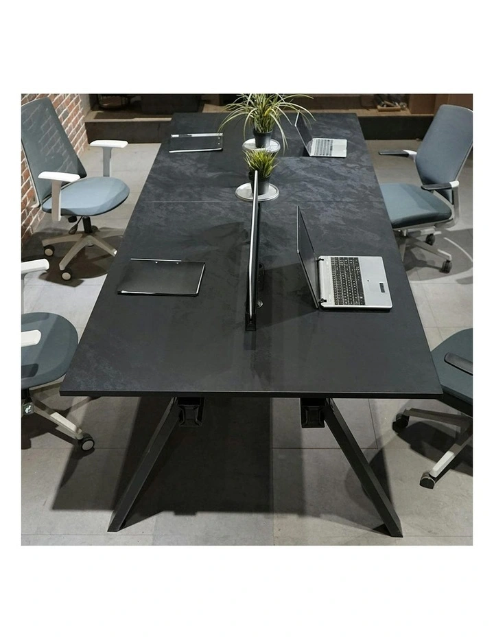 DOLAN 4 Seater Workstation 2.8m - Black Concrete image 6