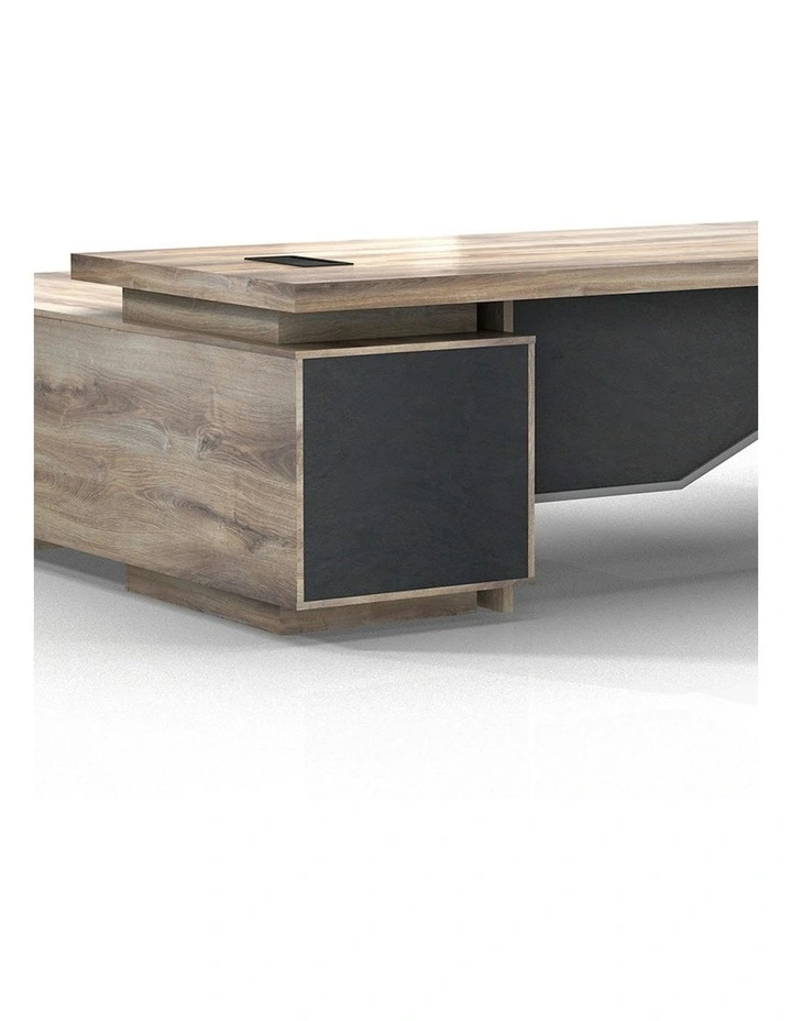 LARKIN Executive Desk with Left Return 2.4M - Warm Oak & Black image 4