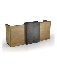 DEWITT Reception Desk 2.4M - Tobacco & Dark Concrete