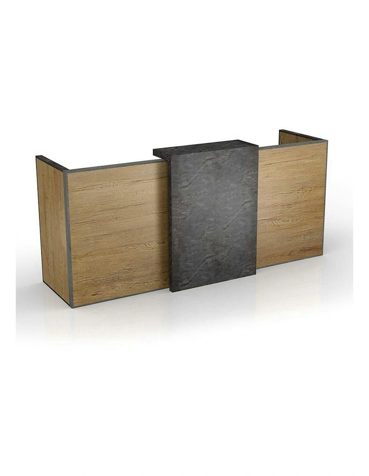 DEWITT Reception Desk 2.4M - Tobacco & Dark Concrete image 1