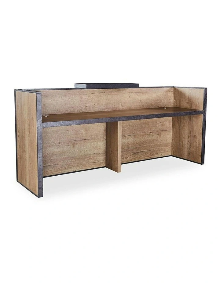 DEWITT Reception Desk 2.4M - Tobacco & Dark Concrete image 5