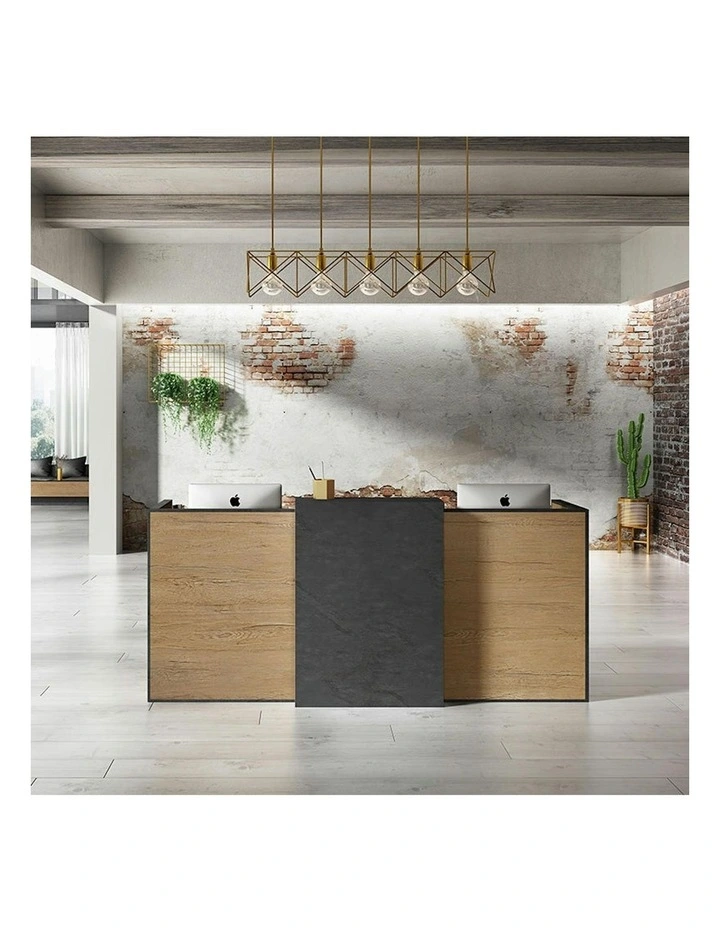 DEWITT Reception Desk 2.4M - Tobacco & Dark Concrete image 7
