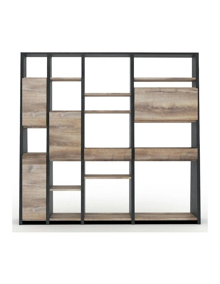 BARON Display Unit 230cm - Warm Oak & Black image 1