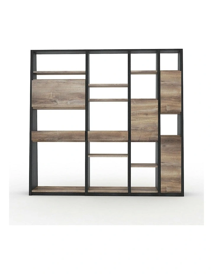 BARON Display Unit 230cm - Warm Oak & Black image 2