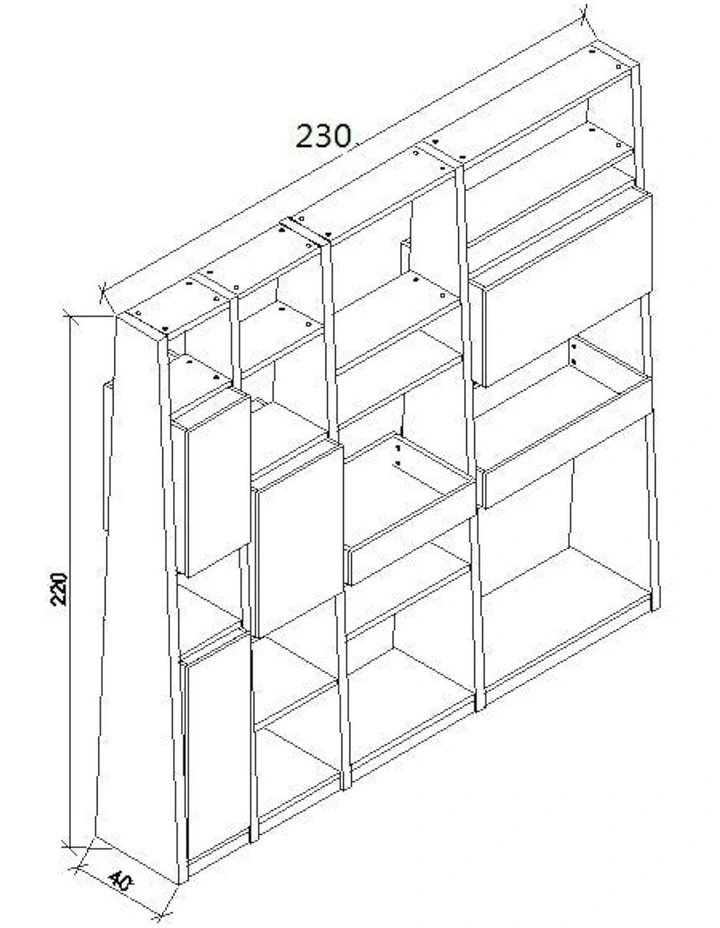BARON Display Unit 230cm - Warm Oak & Black image 4