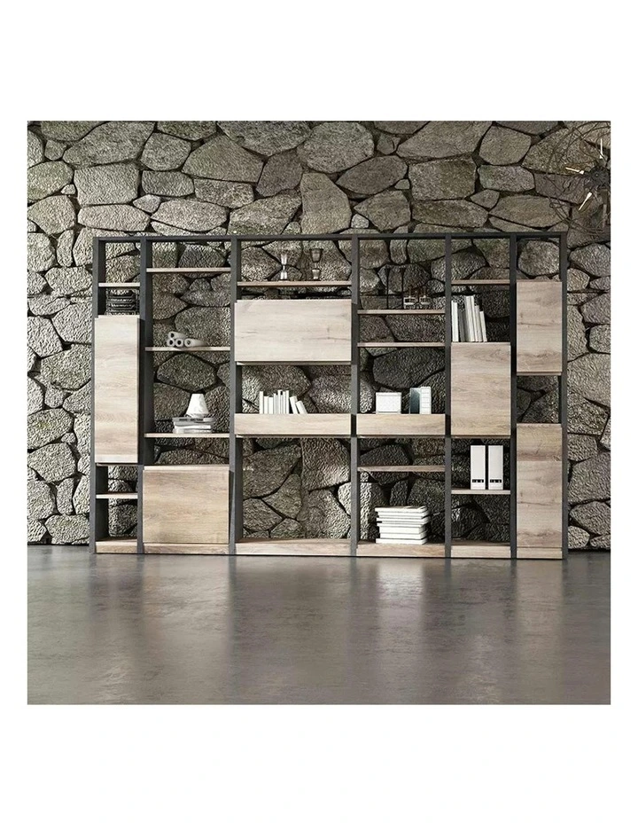 BARON Display Unit 230cm - Warm Oak & Black image 5