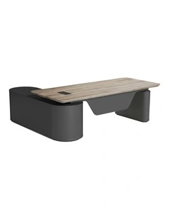 LUCA Sit & Stand Executive Desk with Electric Lift and Reversible Return 240cm - Warm Oak & Black