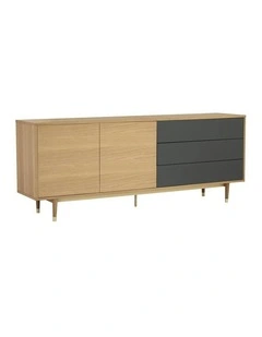 HOUSTON 200cm Sideboard Buffet - Oak & Grey