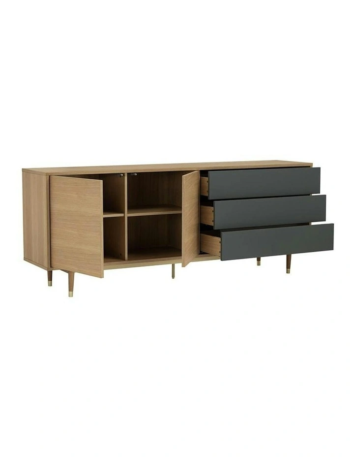 HOUSTON 200cm Sideboard Buffet - Oak & Grey image 4