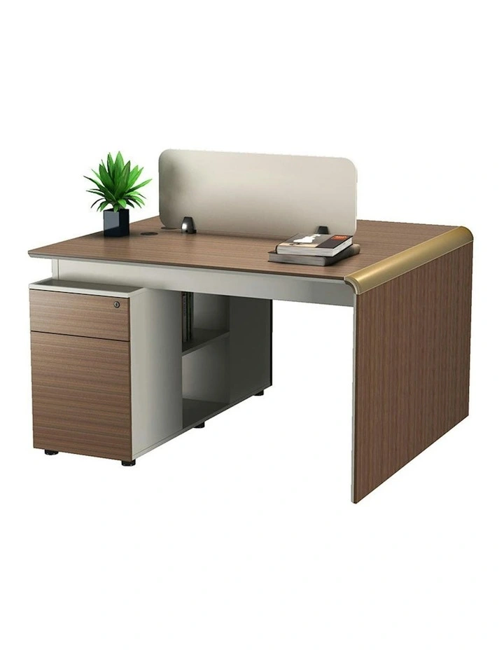 ANDERSON 2 People Back to Back Workstation 1.2M - Hazelnut & Beige image 2