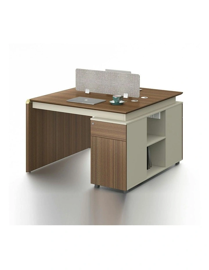 ANDERSON 2 People Back to Back Workstation 1.2M - Hazelnut & Beige image 3