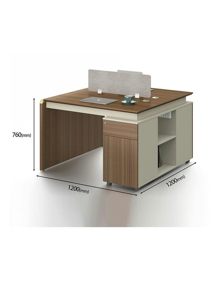 ANDERSON 2 People Back to Back Workstation 1.2M - Hazelnut & Beige image 4