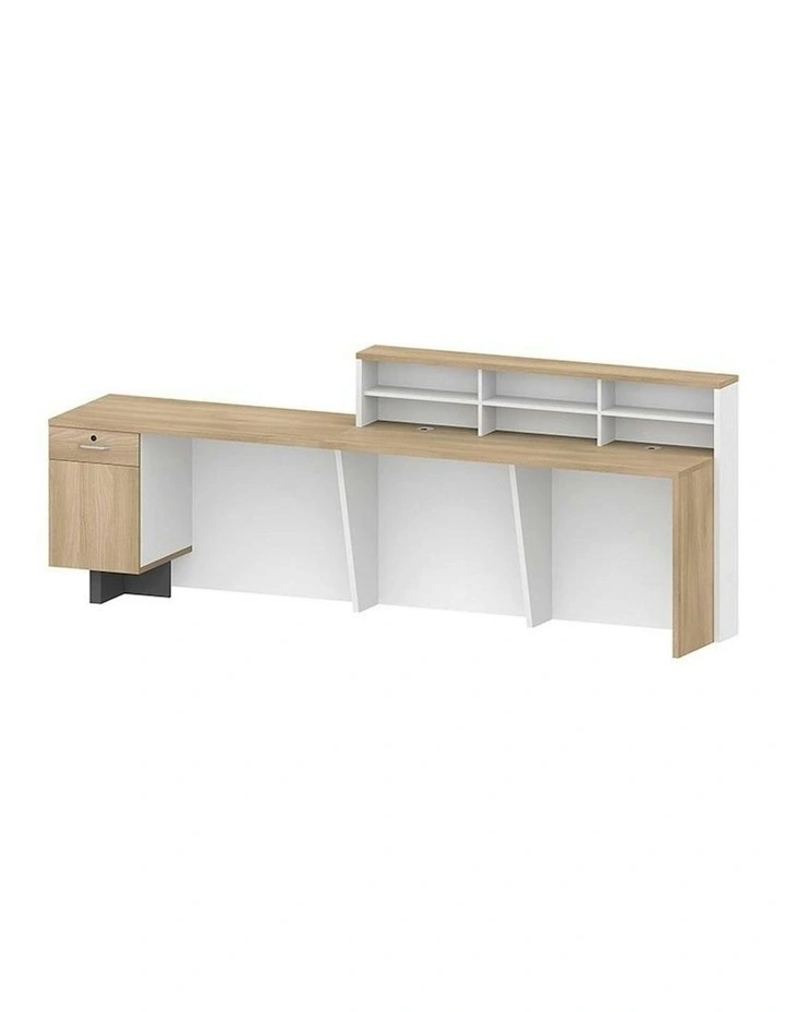HELMER Reception Desk 2.4M Right Panel - Oak & White image 4