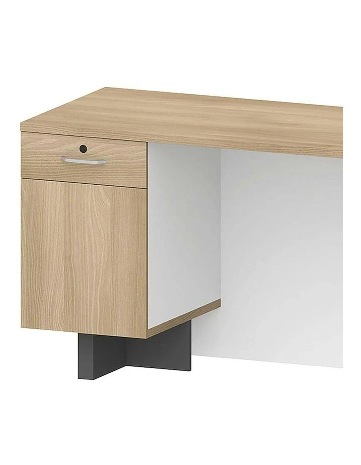HELMER Reception Desk 2.4M Right Panel - Oak & White image 7