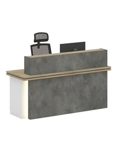 JARIN Reception Desk 1.8M Left Panel - Carbon Grey & White Colour
