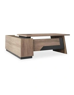 SUTTON Executive Desk with Right Return 180cm - 200cm - Warm Oak & Black