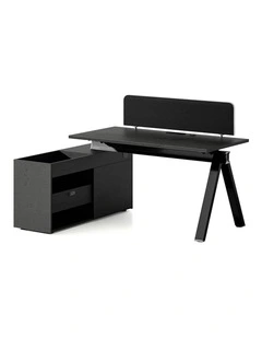 DOLAN Executive Desk Workstation 1.4m - 1.6m - Left Return - Black Concrete