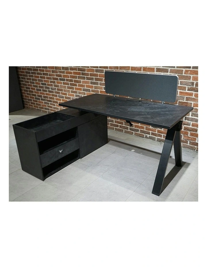 DOLAN Executive Desk Workstation 1.4m - 1.6m - Left Return - Black Concrete image 2
