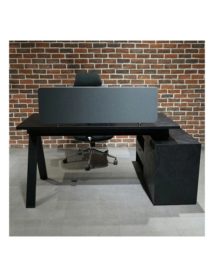 DOLAN Executive Desk Workstation 1.4m - 1.6m - Left Return - Black Concrete image 4