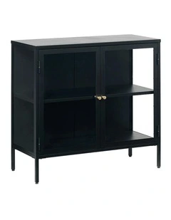 CARMEL 2 Glass Doors Sideboard 90cm - Black