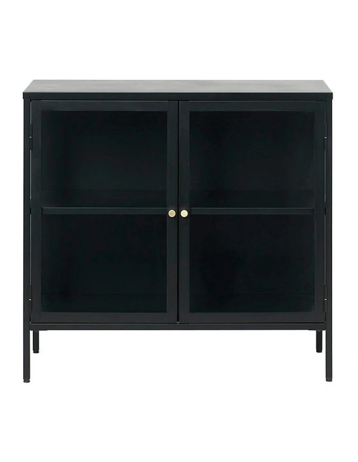 CARMEL 2 Glass Doors Sideboard 90cm - Black image 3