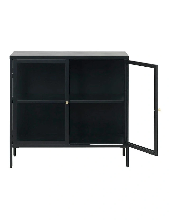 CARMEL 2 Glass Doors Sideboard 90cm - Black image 4