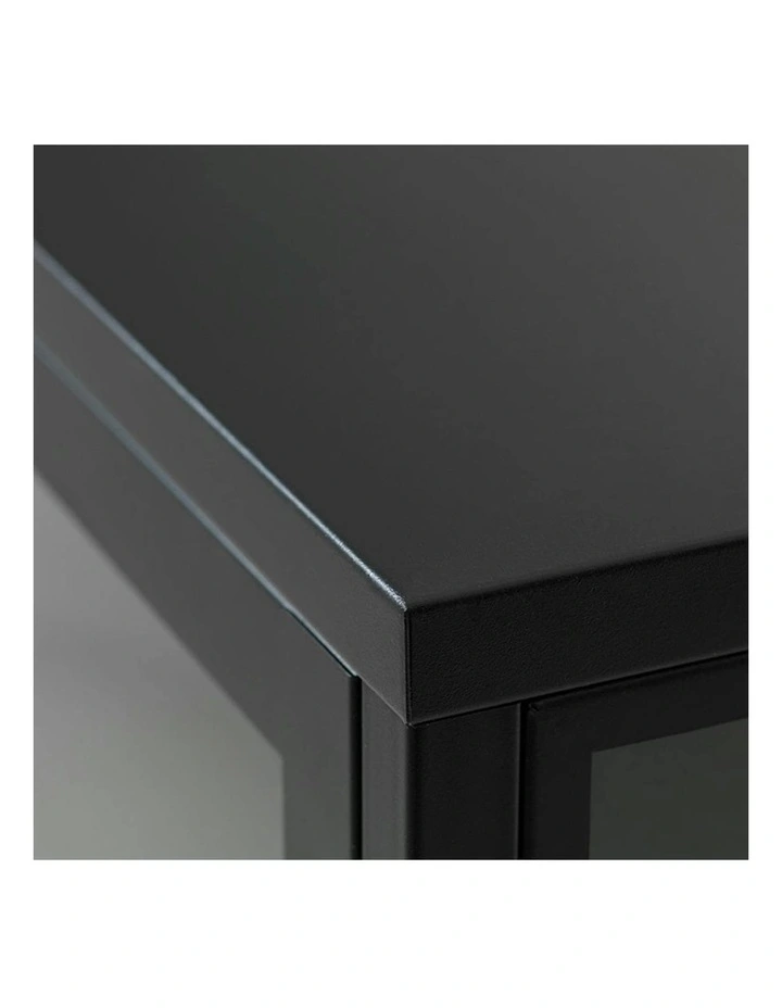 CARMEL 2 Glass Doors Sideboard 90cm - Black image 7