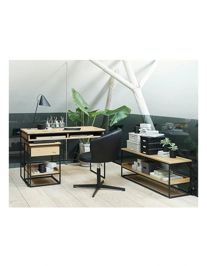 RIVOLI Study Desk 120cm -  Natural Oak & Black image 6
