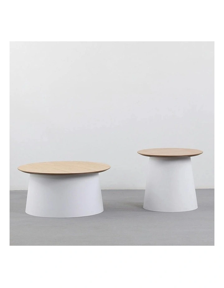 ZEEBA Coffee Table 69cm - White & natural image 2