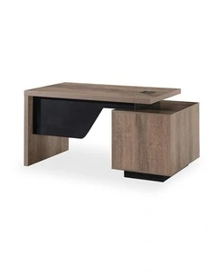 KELLEN Executive Desk with Left Return 1.6-1.8M - Warm Oak & Black