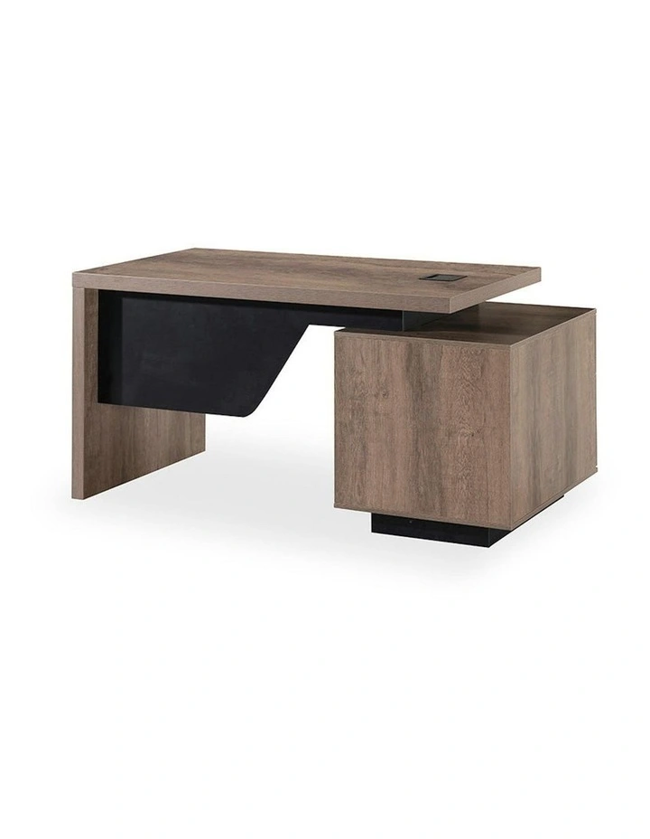 KELLEN Executive Desk with Left Return 1.6-1.8M - Warm Oak & Black image 1