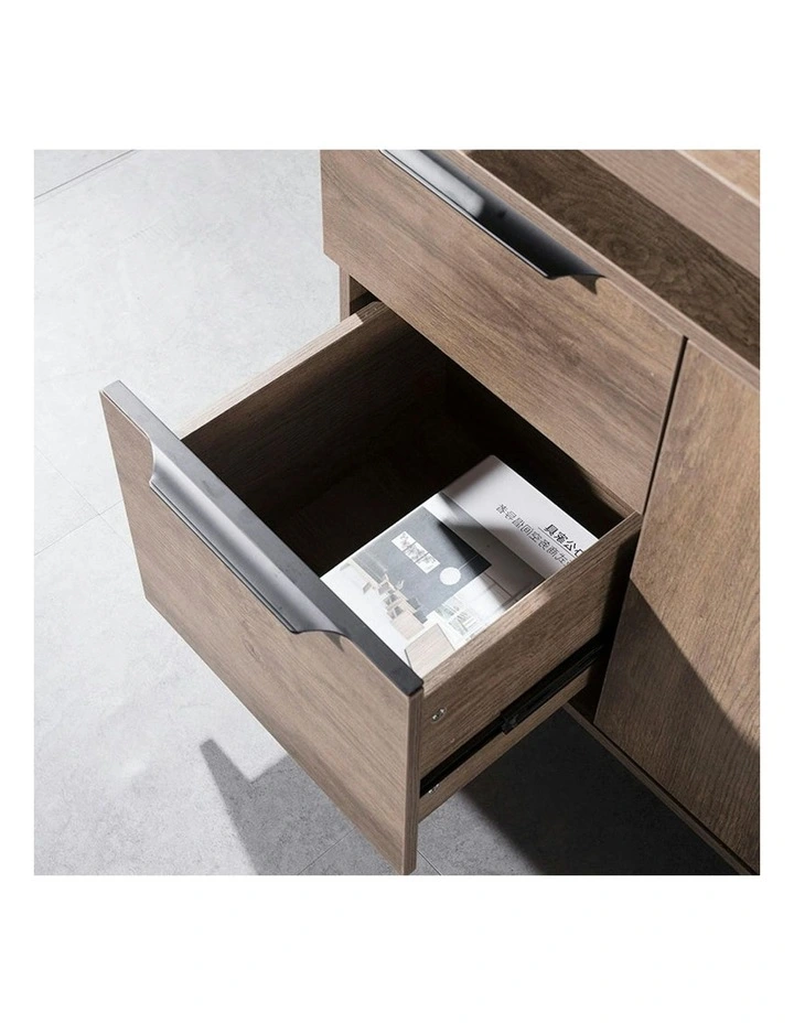 KELLEN Executive Desk with Left Return 1.6-1.8M - Warm Oak & Black image 2