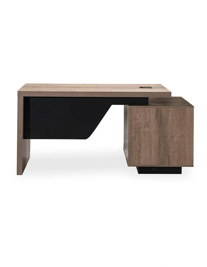 KELLEN Executive Desk with Left Return 1.6-1.8M - Warm Oak & Black image 4