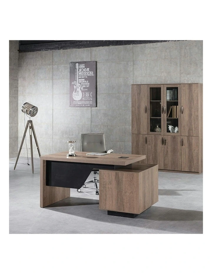 KELLEN Executive Desk with Left Return 1.6-1.8M - Warm Oak & Black image 5