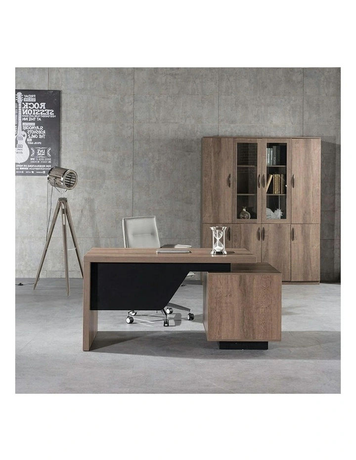 KELLEN Executive Desk with Left Return 1.6-1.8M - Warm Oak & Black image 6