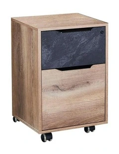 Daxton Mobile Pedestal Cabinet 41cm - Warm Oak & Black