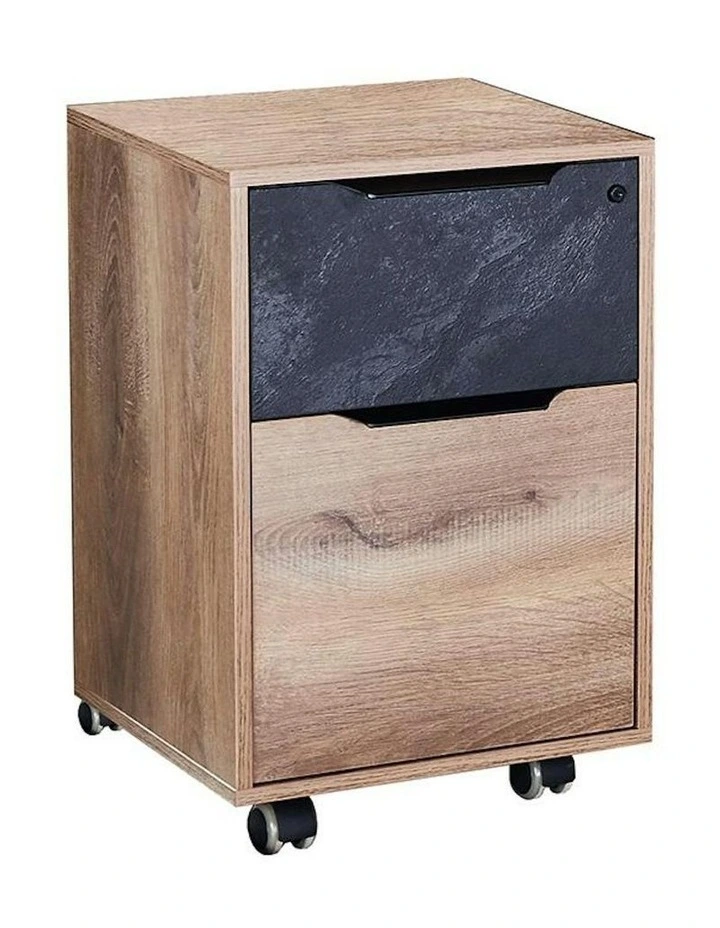 Daxton Mobile Pedestal Cabinet 41cm - Warm Oak & Black image 1