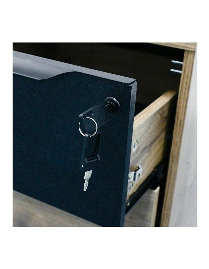Daxton Mobile Pedestal Cabinet 41cm - Warm Oak & Black image 2
