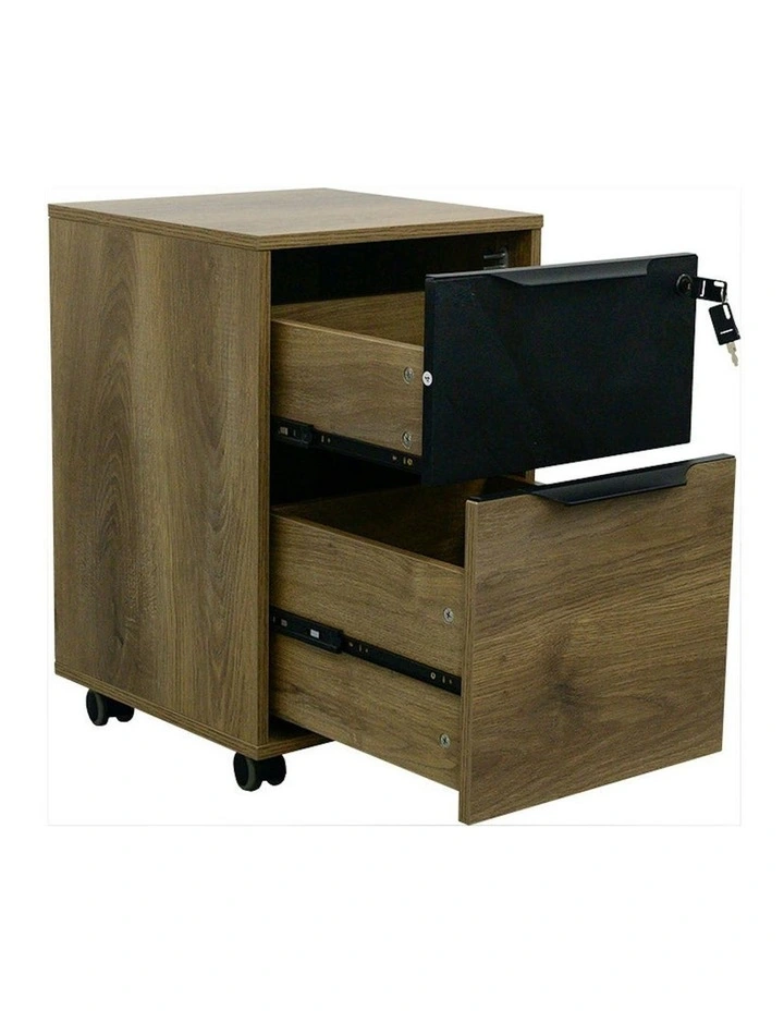 Daxton Mobile Pedestal Cabinet 41cm - Warm Oak & Black image 3