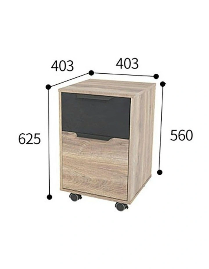 Daxton Mobile Pedestal Cabinet 41cm - Warm Oak & Black image 4