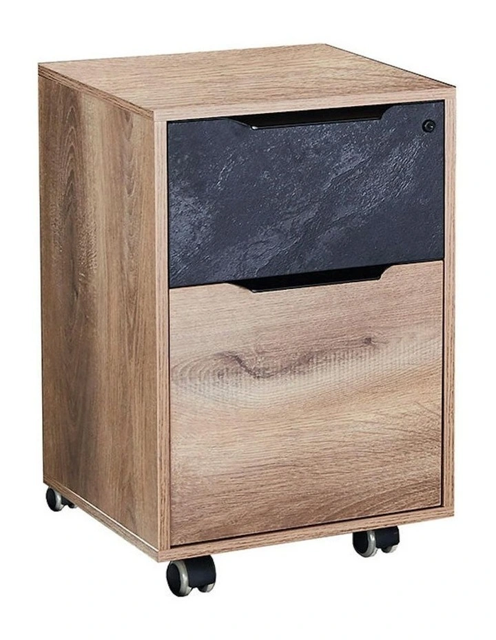 Daxton Mobile Pedestal Cabinet 41cm - Warm Oak & Black image 5