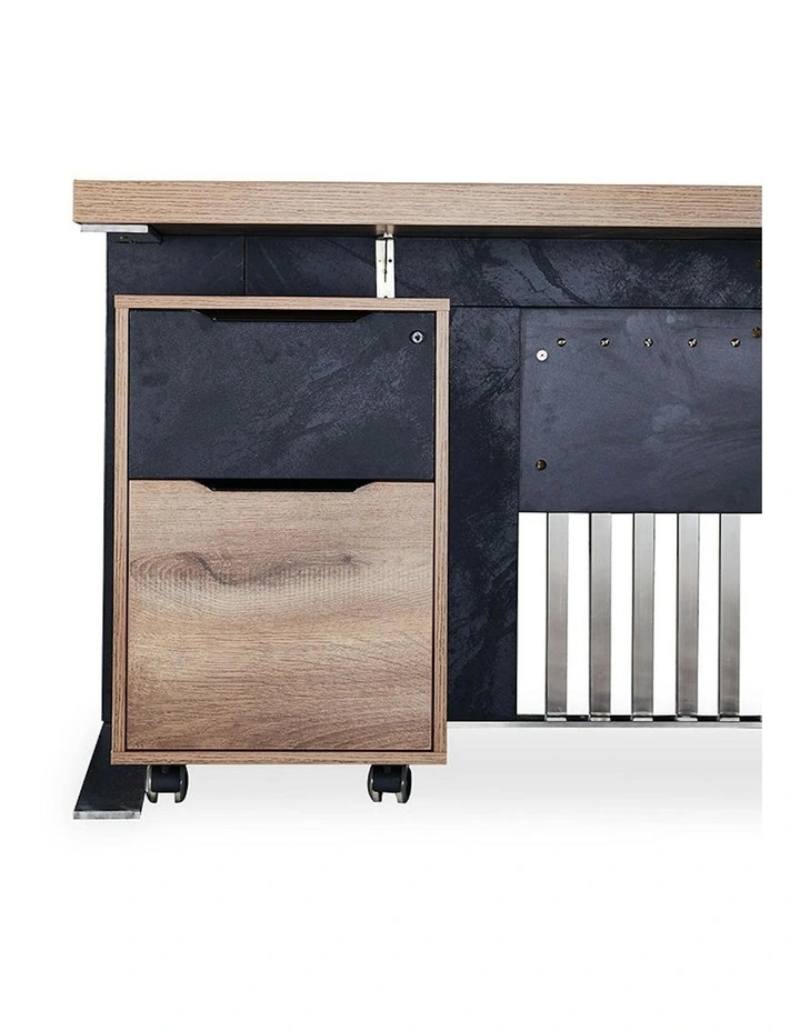 Daxton Mobile Pedestal Cabinet 41cm - Warm Oak & Black image 6