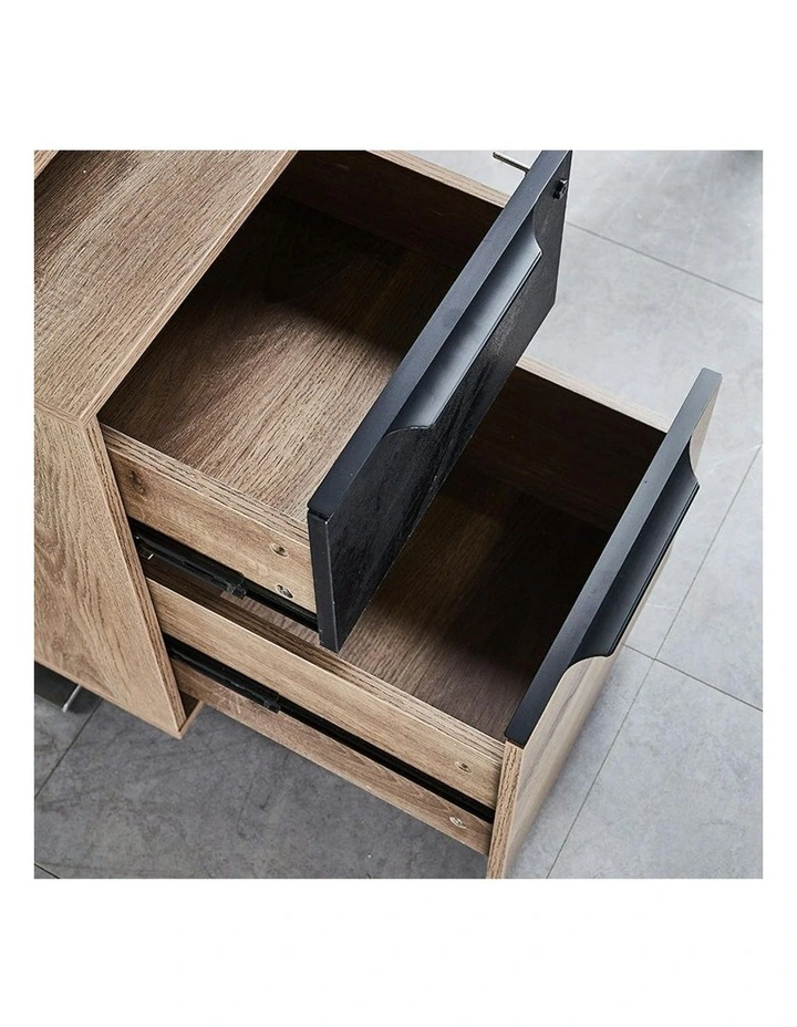Daxton Mobile Pedestal Cabinet 41cm - Warm Oak & Black image 7