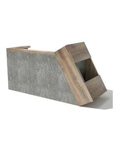 QUADE Reception Desk Left Panel 2.0M - Warm Oak & Concrete Color