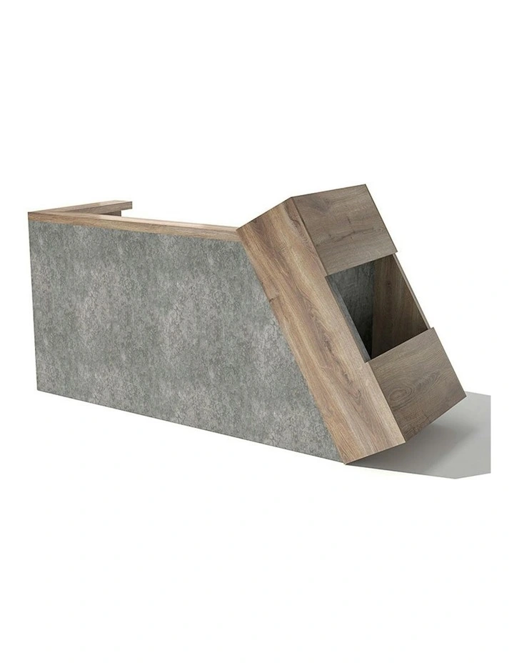 QUADE Reception Desk Left Panel 2.0M - Warm Oak & Concrete Color image 1